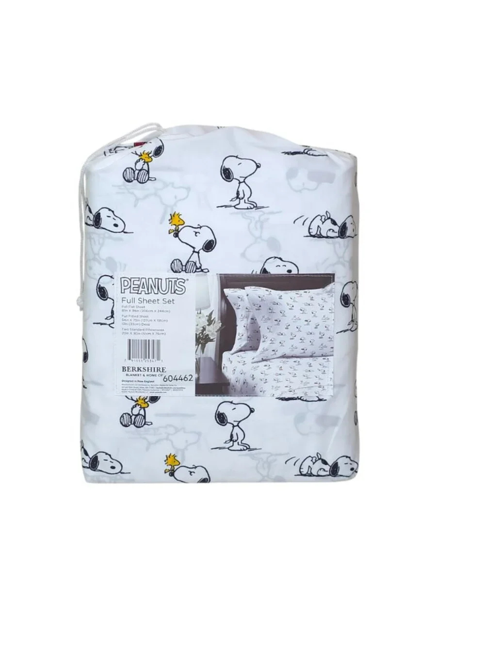 Peanuts Snoopy Full Double Sheet Set By Berkshire Woodstock Black White